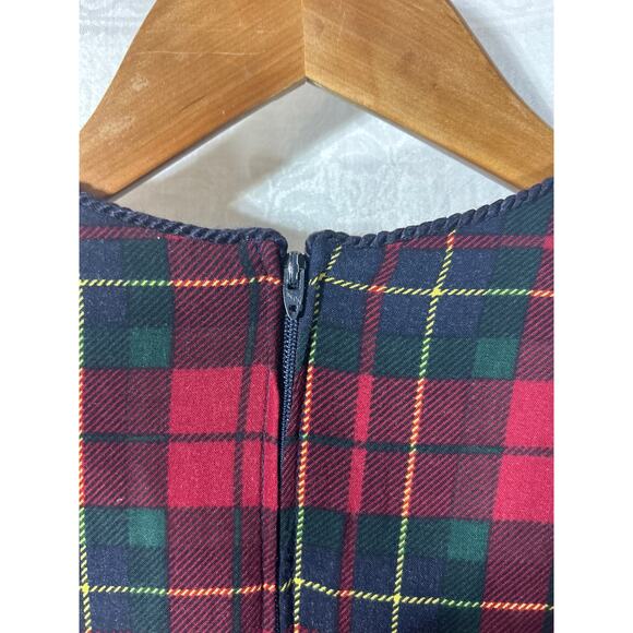 VTG Miss Dorby Dress 14 PETITE Tartan Plaid Midi Button Detail Cummerbund Mutton - Picture 10 of 15